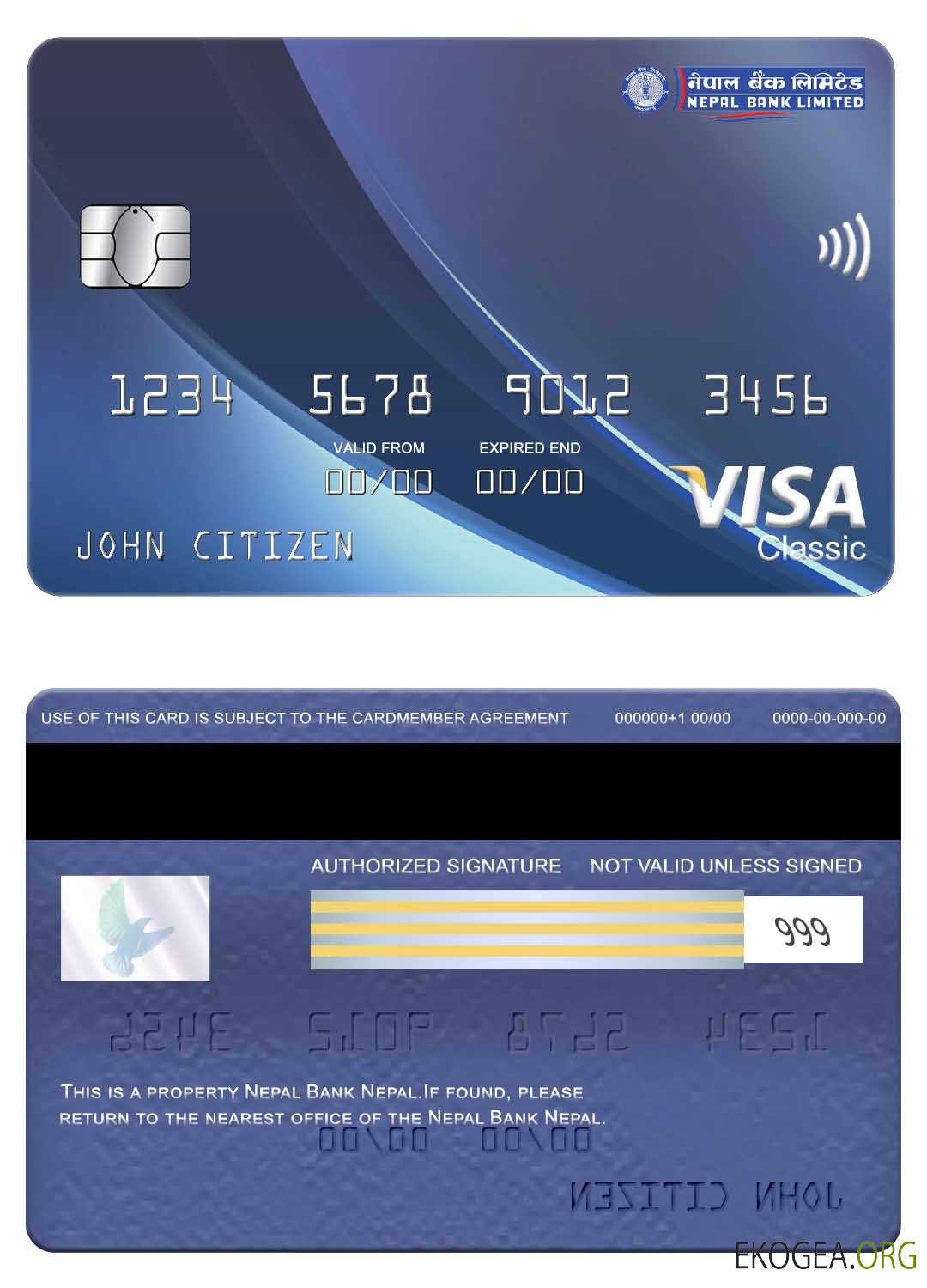 Carte classique visa Nepal Bank Népal